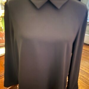 BCBGMaxAzria Black Long-Sleeve Top with Label Detail